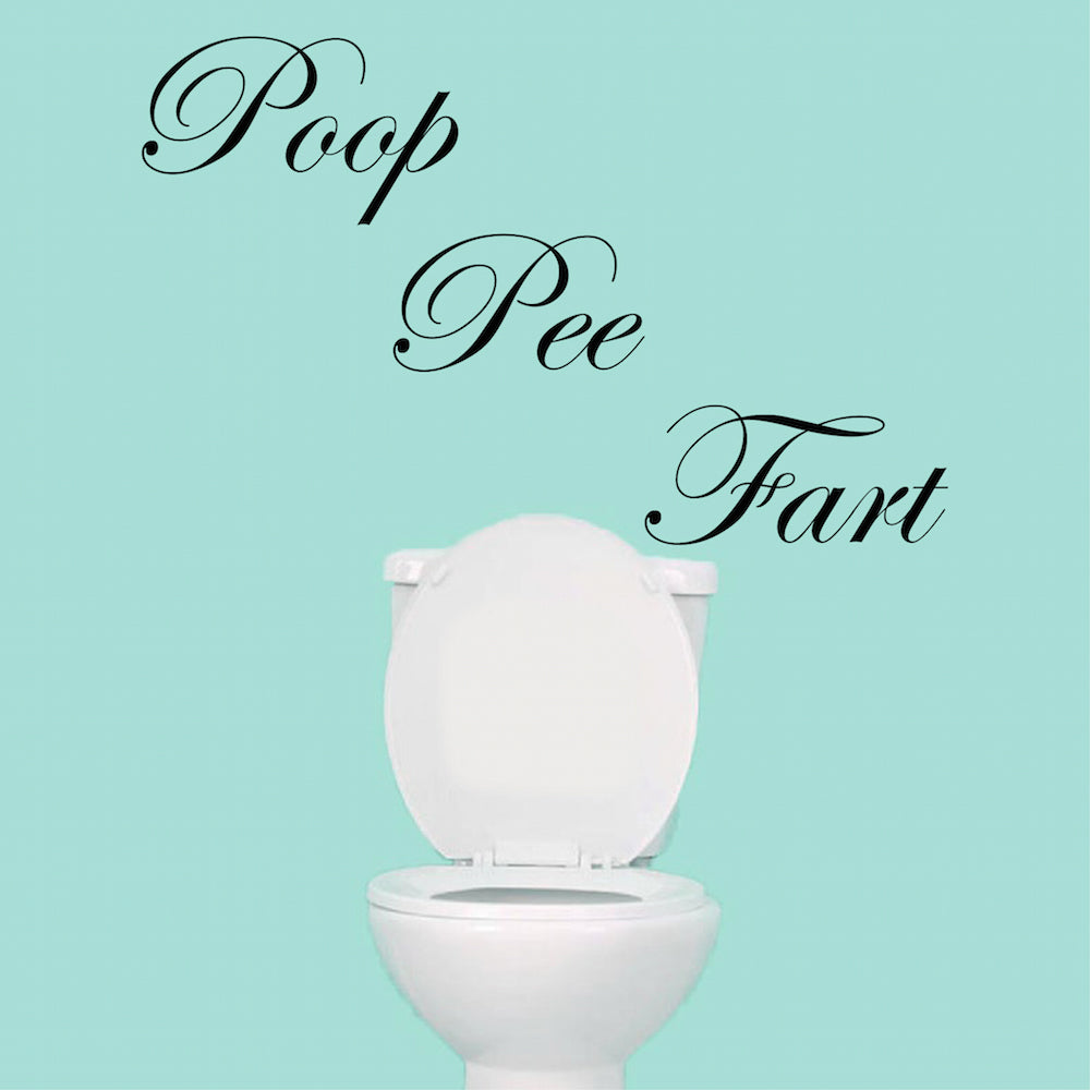 Poop Fart Pee Funny Bathroom Wall Decal Mural