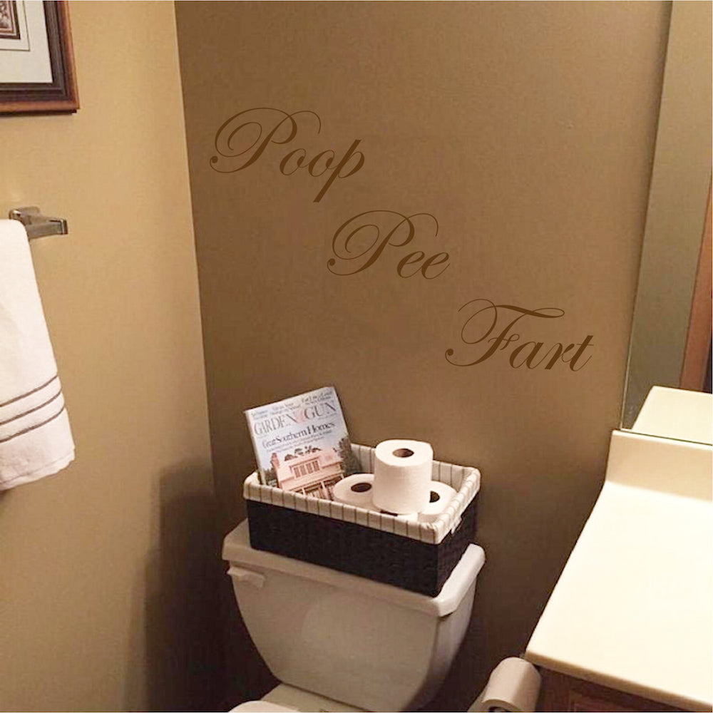 Poop Fart Pee Funny Bathroom Wall Decal Mural