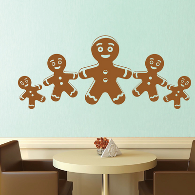 Gingerbread Men Christmas Vinyl Wall Decal Stickers