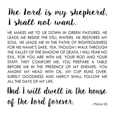 The Lord Is My Shepherd I Shall Not Want Wall Decal - Psalm 23