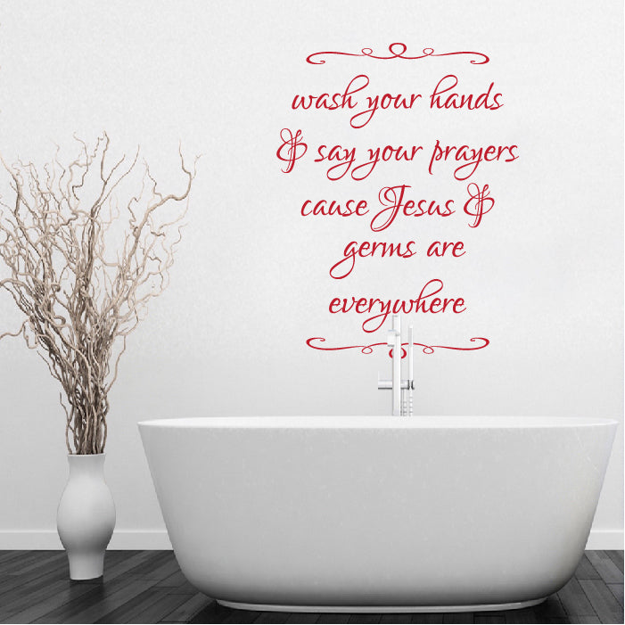 Jesus and Germs Are Everywhere Funny Kitchen, Bathroom Wall Sticker