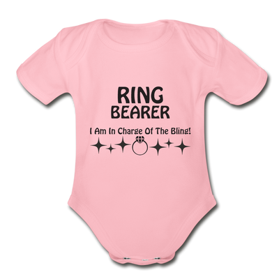 Ring Bearer Organic Short Sleeve Baby Bodysuit - light pink