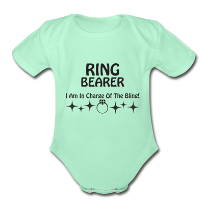 Ring Bearer Organic Short Sleeve Baby Bodysuit - light mint