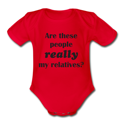 Relatives Organic Short Sleeve Baby Bodysuit - red
