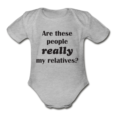 Relatives Organic Short Sleeve Baby Bodysuit - heather gray