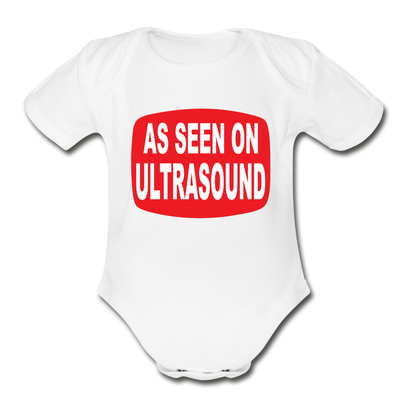 As Seen on Ultrasound Organic Short Sleeve Baby Bodysuit - white