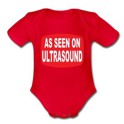 As Seen on Ultrasound Organic Short Sleeve Baby Bodysuit - red