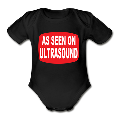 As Seen on Ultrasound Organic Short Sleeve Baby Bodysuit - black