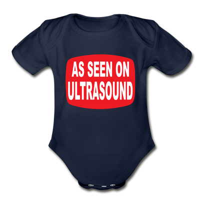 As Seen on Ultrasound Organic Short Sleeve Baby Bodysuit - dark navy