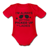Picked Up by Ladies Organic Short Sleeve Baby Bodysuit - red
