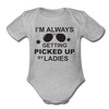 Picked Up by Ladies Organic Short Sleeve Baby Bodysuit - heather gray