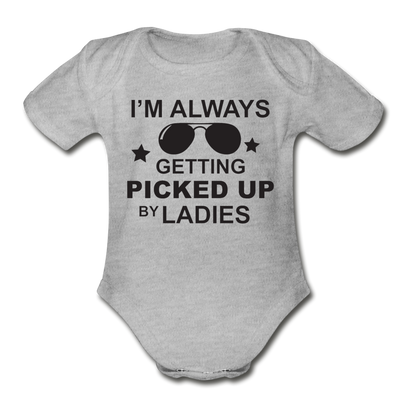 Picked Up by Ladies Organic Short Sleeve Baby Bodysuit - heather gray