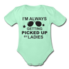 Picked Up by Ladies Organic Short Sleeve Baby Bodysuit - light mint