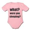 Were You Sleeping Organic Short Sleeve Baby Bodysuit - light pink
