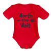 Worth The Wait Organic Short Sleeve Baby Bodysuit - red