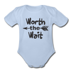 Worth The Wait Organic Short Sleeve Baby Bodysuit - sky
