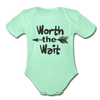 Worth The Wait Organic Short Sleeve Baby Bodysuit - light mint