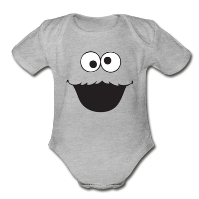 Sesame Street Organic Short Sleeve Baby Bodysuit - heather gray