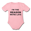 I'm Late Organic Short Sleeve Baby Bodysuit - light pink