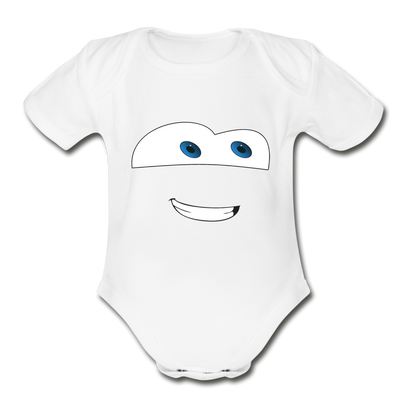 Funny Face Organic Short Sleeve Baby Bodysuit - white