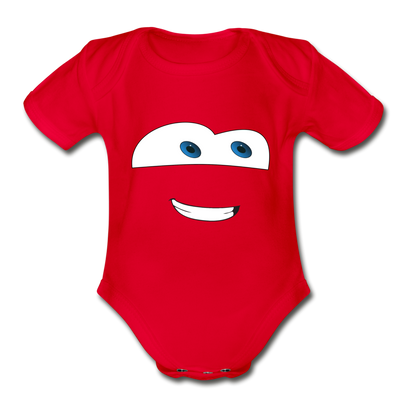 Funny Face Organic Short Sleeve Baby Bodysuit - red