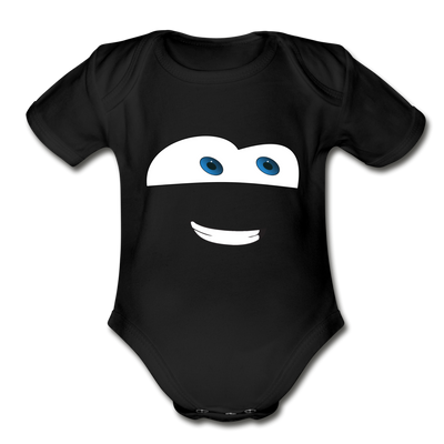 Funny Face Organic Short Sleeve Baby Bodysuit - black