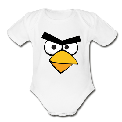 Angry Birds Face Organic Short Sleeve Baby Bodysuit - white