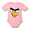 Angry Birds Face Organic Short Sleeve Baby Bodysuit - light pink