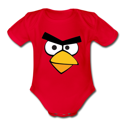 Angry Birds Face Organic Short Sleeve Baby Bodysuit - red