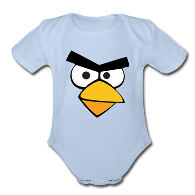 Angry Birds Face Organic Short Sleeve Baby Bodysuit - sky