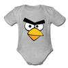 Angry Birds Face Organic Short Sleeve Baby Bodysuit - heather gray