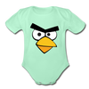 Angry Birds Face Organic Short Sleeve Baby Bodysuit - light mint