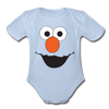 Elmo Face Organic Short Sleeve Baby Bodysuit - sky