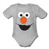 Elmo Face Organic Short Sleeve Baby Bodysuit - heather gray