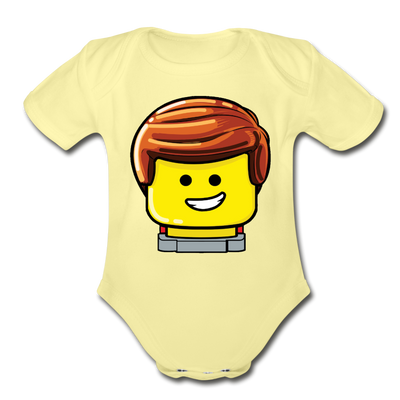 Head Organic Short Sleeve Baby Bodysuit - washed yellow