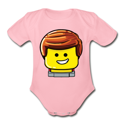 Head Organic Short Sleeve Baby Bodysuit - light pink