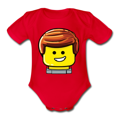 Head Organic Short Sleeve Baby Bodysuit - red