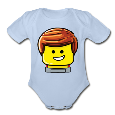 Head Organic Short Sleeve Baby Bodysuit - sky