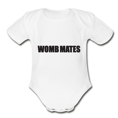 Womb Mates Organic Short Sleeve Baby Bodysuit - white
