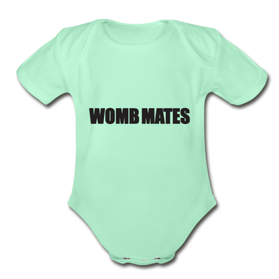 Womb Mates Organic Short Sleeve Baby Bodysuit - light mint