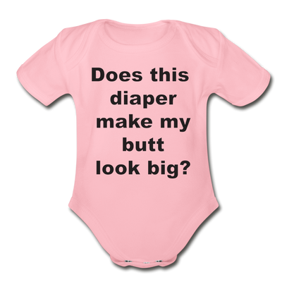 Butt Look Big Organic Short Sleeve Baby Bodysuit - light pink