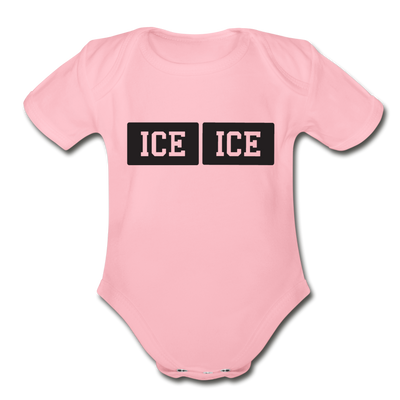 Ice Ice Baby Organic Short Sleeve Baby Bodysuit - light pink