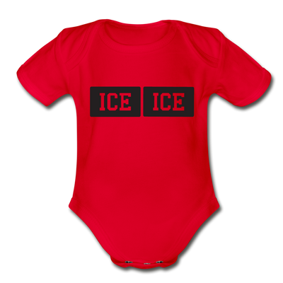 Ice Ice Baby Organic Short Sleeve Baby Bodysuit - red