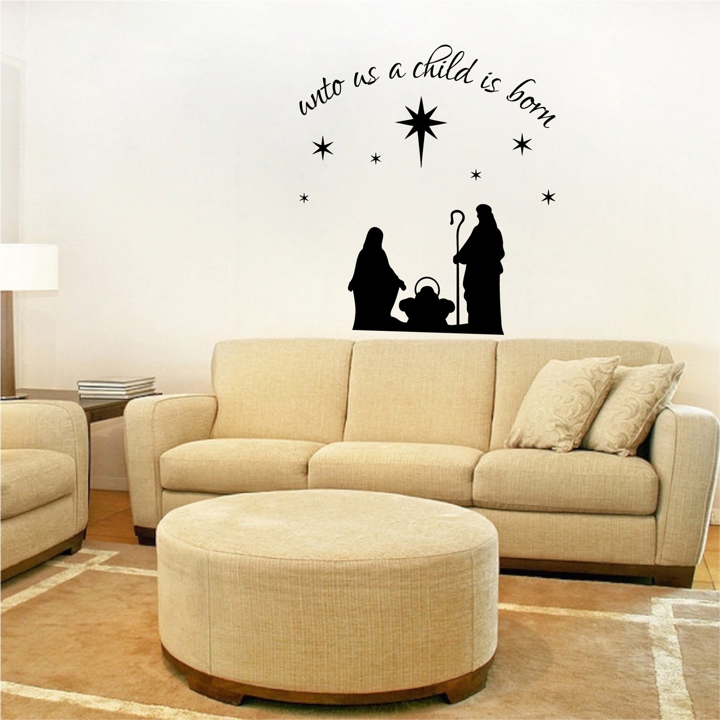 Unto Us A Child Is Born Christmas Vinyl Wall Decal Mural