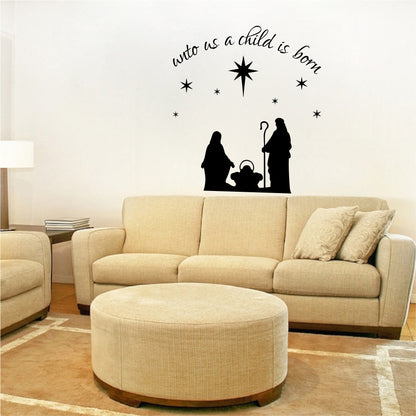 Unto Us A Child Is Born Christmas Vinyl Wall Decal Mural